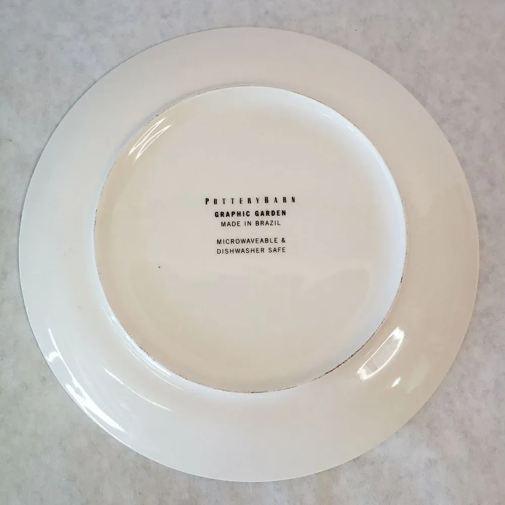 Graphic Garden by Pottery Barn Salad Plate Flowers Scrolls Butterflies Leaves